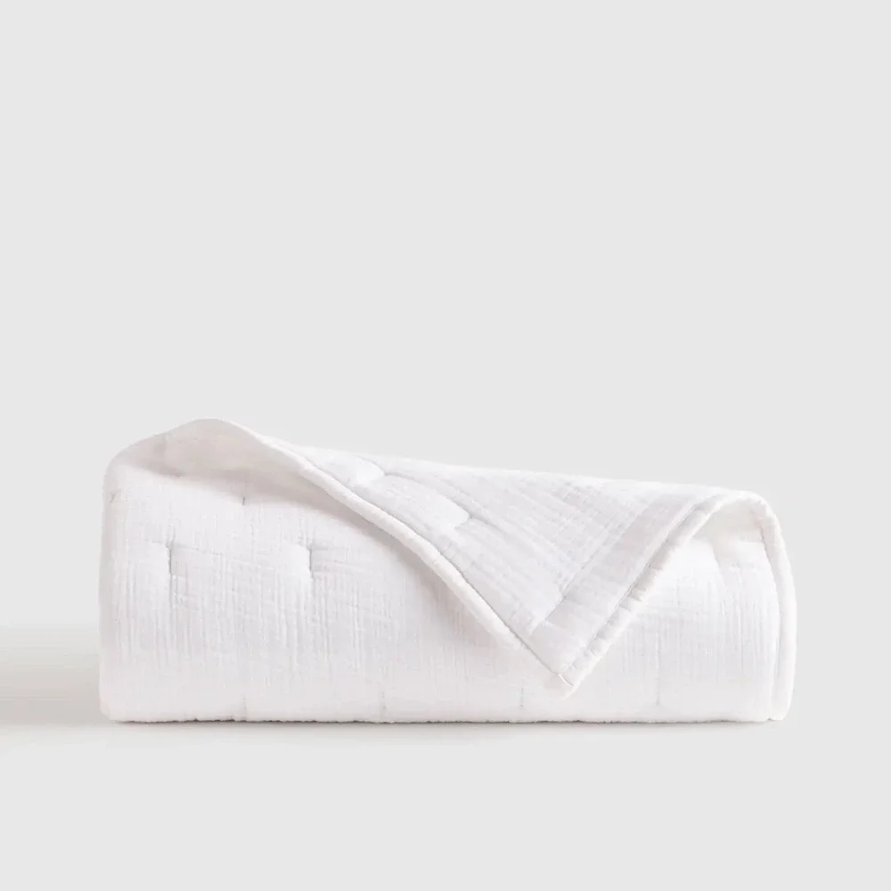 NEW Quince Organic Cotton Gauze Toddler Quilt Blanket White Nursery Kids Bedding
